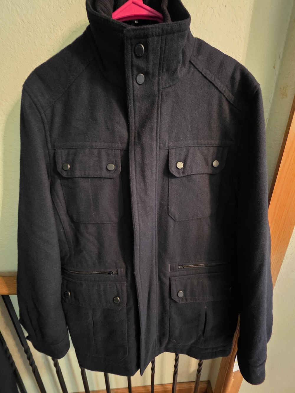 Michael Kors Wool Blend Navy Heather Field Jacket with Utility Pockets Sz M. NWT